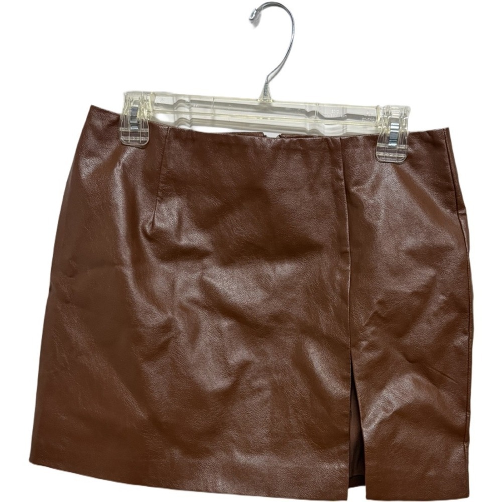 Faux Leather Side Slit Mini Skirt Size Large NWT Forever 21 Holiday Winter